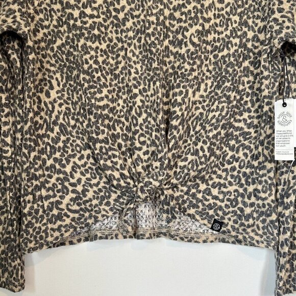 NWT Treasure & Bond Leopard Animal Print Tie Front Long Sleeve- XL - Picture 4 of 6